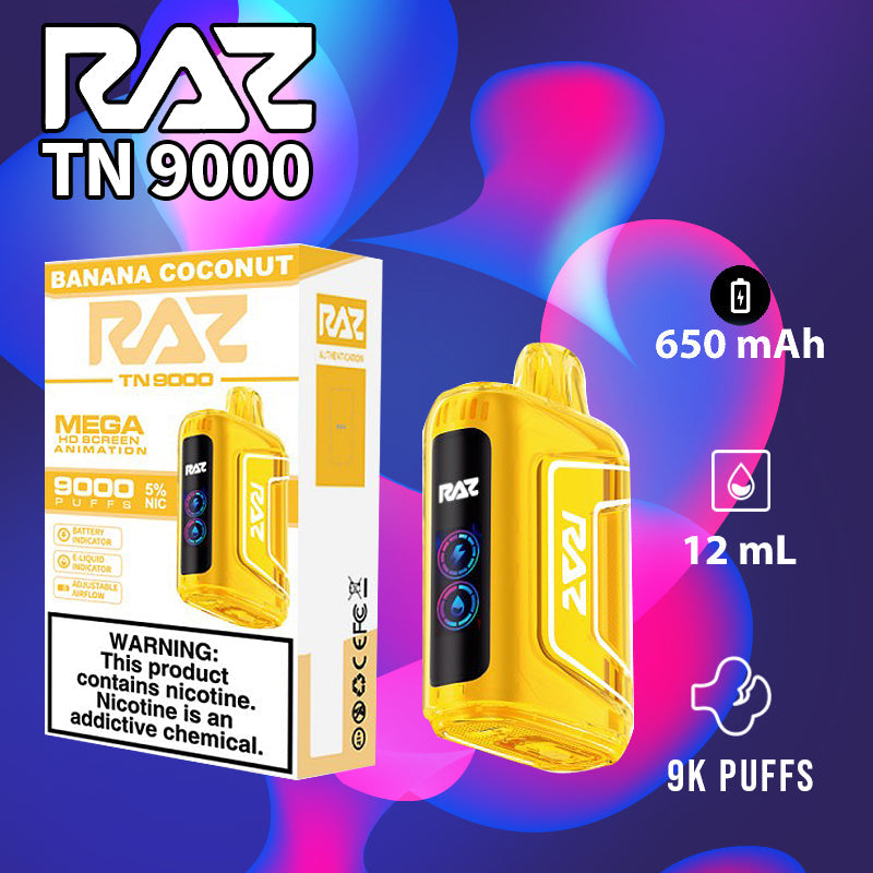 Raz tn9000|vape central wholesale|disposable|banana coconut