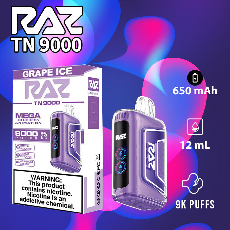 Raz tn9000|vape central wholesale|disposable|grape ice