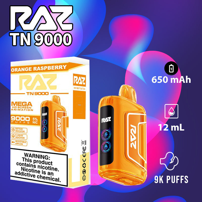 Raz tn9000|vape central wholesale|disposable|orange raspberry