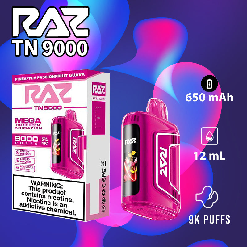 Raz tn9000|vape central wholesale|disposable|pineapple passionfruit guava