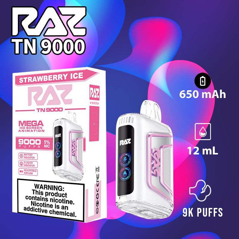Raz tn9000|vape central wholesale|disposable|stawberry ice