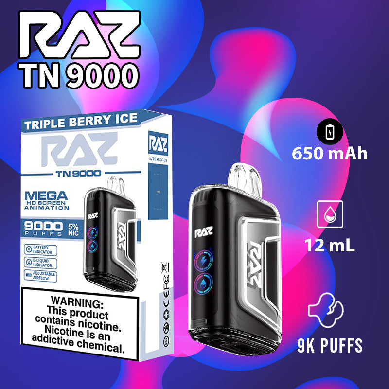 Raz tn9000|vape central wholesale|disposable|triple berry ice