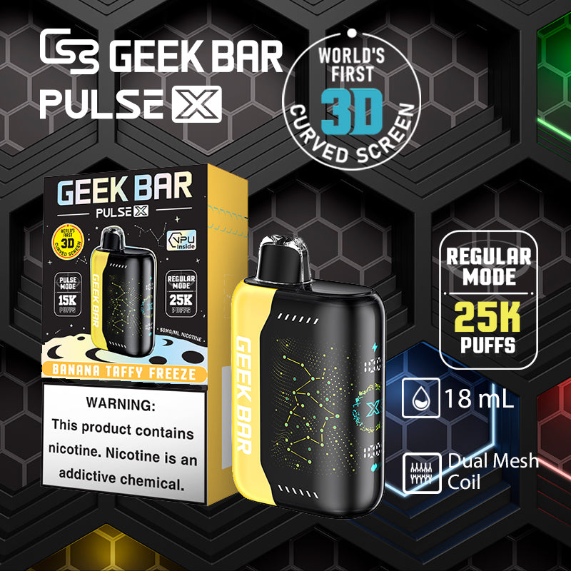 Geek bar pulse x 25k|vape central wholesale|disposable vape|banana taffy freeze