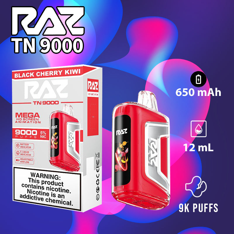 Raz tn9000|vape central wholesale|disposable|black cherry kiwi