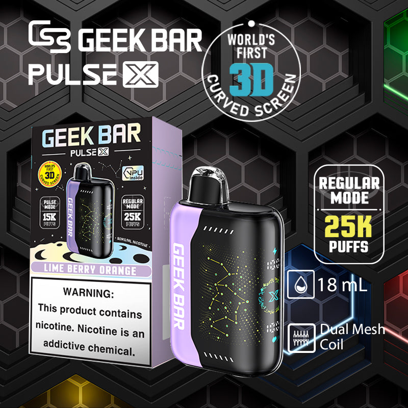 Geek bar pulse x 25k|vape central wholesale|disposable vape|lime berry orange