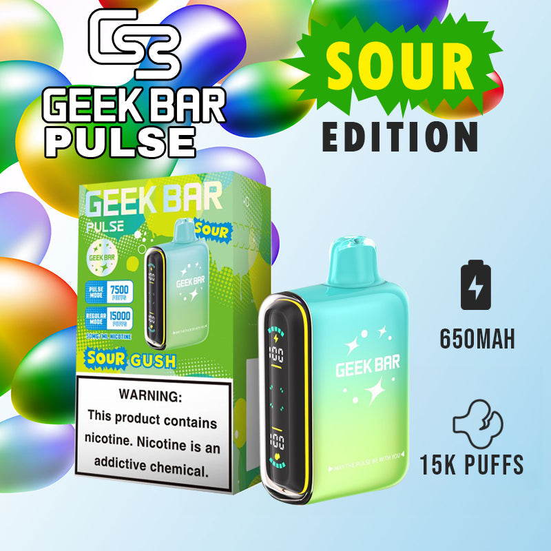 Geek bar Pulse 15k Sour Edition|Vape central wholesale|Disposable|sour_gush