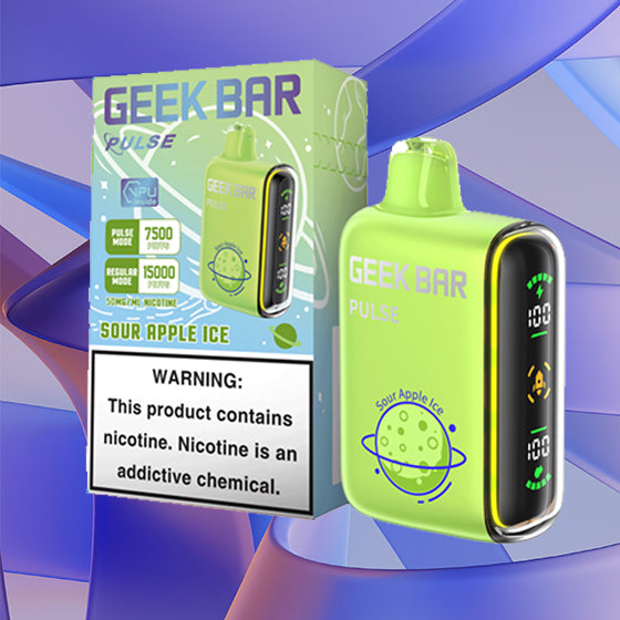 Geek Bar Pulse 15k| 5% Nicotine|Vape central wholesale|disposable|Geek Bar Pulse 15000|sour apple ice