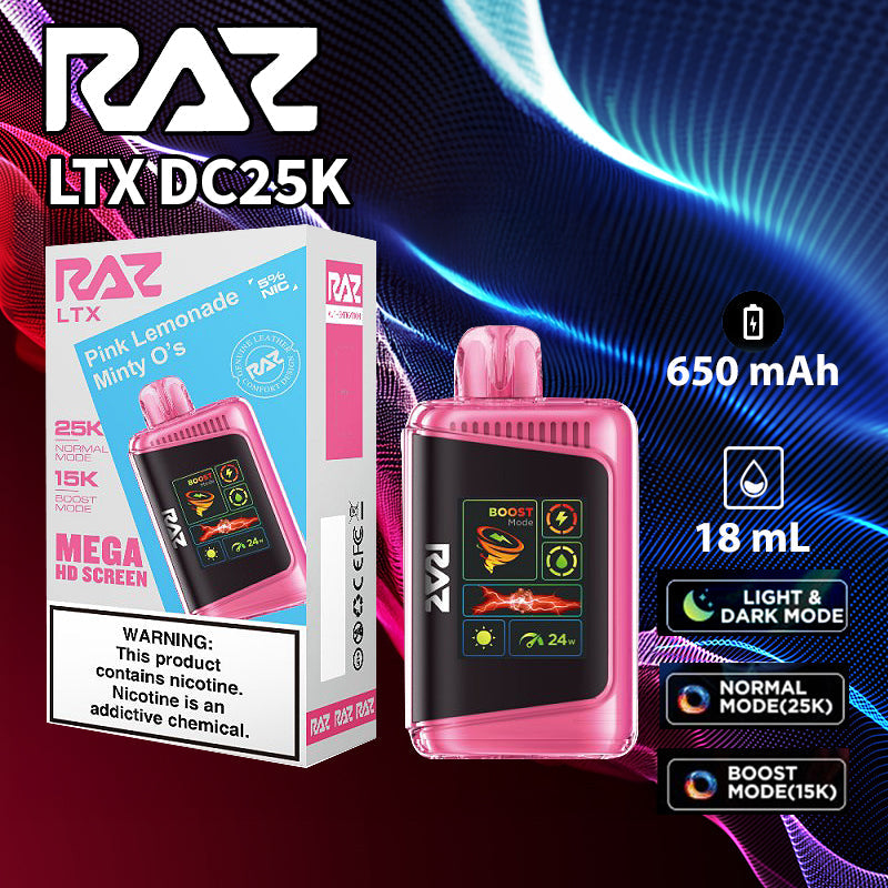 Raz LTX 25K |Vape central wholesale|disposable|wholesaler|pink lemonade minty o's