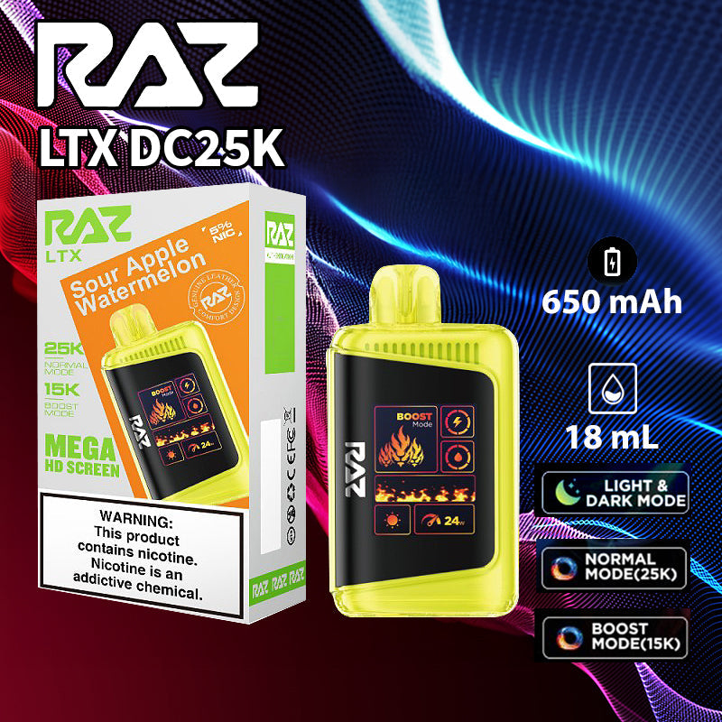 Raz LTX 25K |Vape central wholesale|disposable|wholesaler|sour apple watermelon