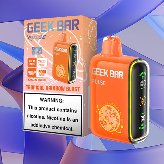 Geek Bar Pulse 15k| 5% Nicotine|Vape central wholesale|disposable|Geek Bar Pulse 15000|tropical rainbow blast