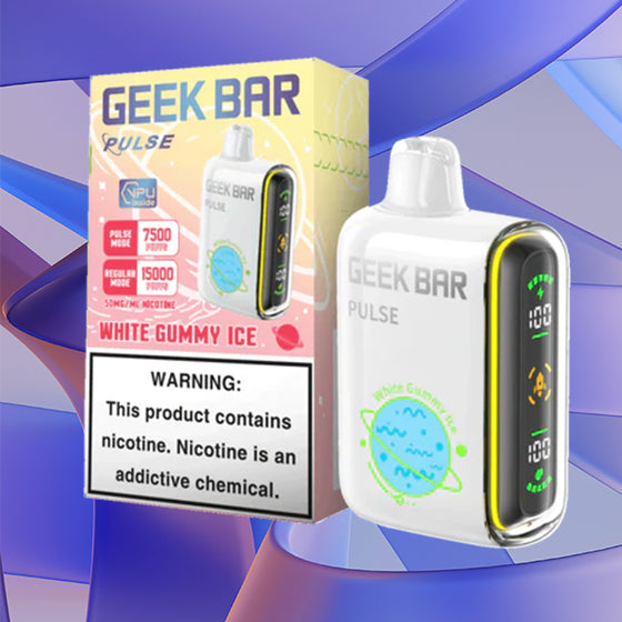 Geek Bar Pulse 15k| 5% Nicotine|Vape central wholesale|disposable|Geek Bar Pulse 15000|white gummy ice