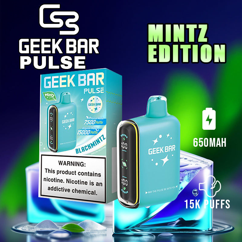 Geek bar Pulse 15k Mintz Edition|Vape central wholesale|Disposable|black mintz
