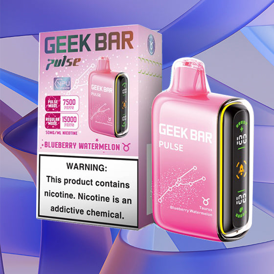 Geek Bar Pulse 15k| 5% Nicotine|Vape central wholesale|disposable|Geek Bar Pulse 15000| taurus Blueberry watermelon