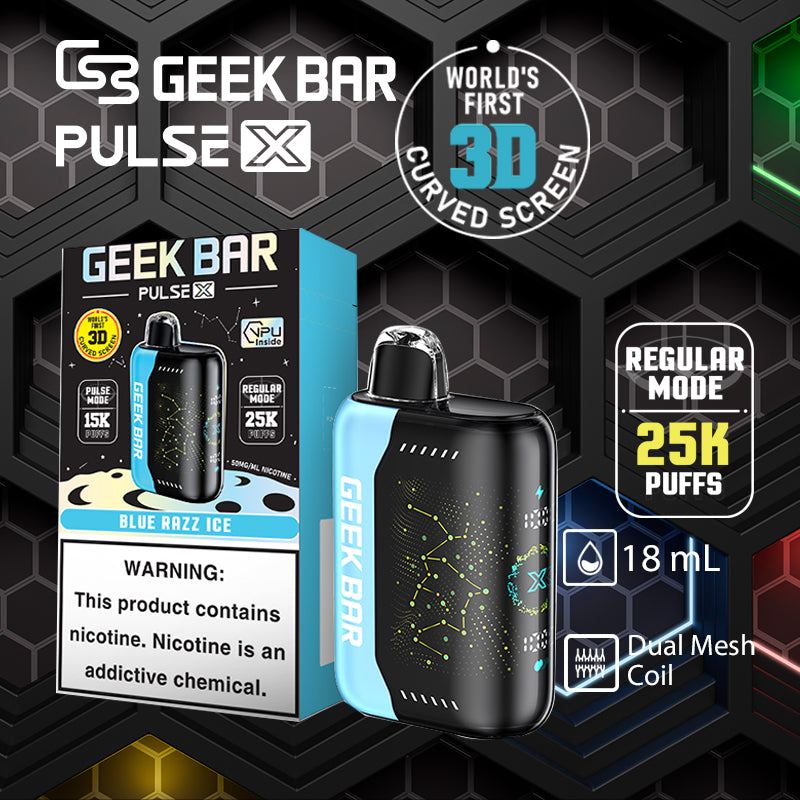 Geek bar pulse x 25k|vape central wholesale|disposable vape|blue razz ice