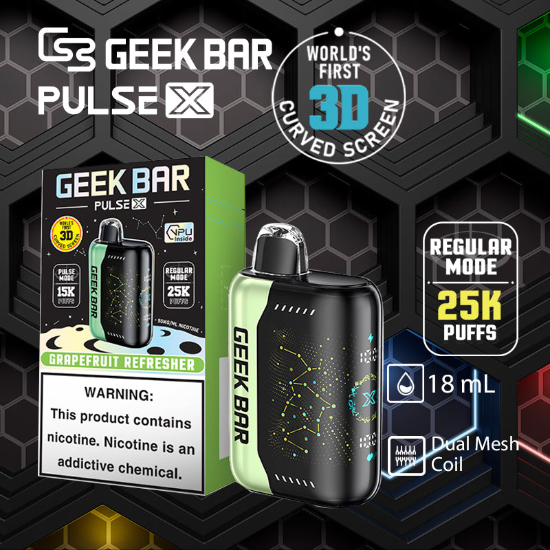 Geek bar pulse x 25k|vape central wholesale|disposable vape|grape fruit refresher