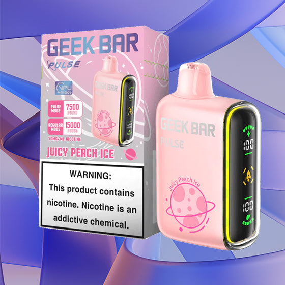 Geek Bar Pulse 15k| 5% Nicotine|Vape central wholesale|disposable|Geek Bar Pulse 15000|juicy peach ice