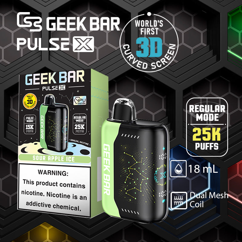 Geek bar pulse x 25k|vape central wholesale|disposable vape|sour apple ice