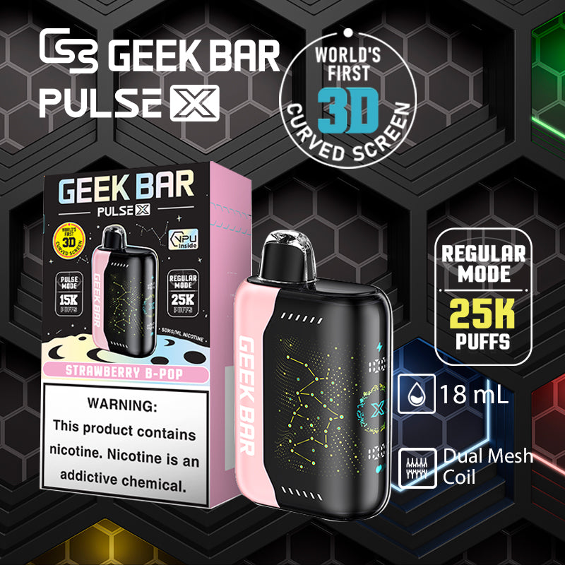 Geek bar pulse x 25k|vape central wholesale|disposable vape|strawberry b-pop