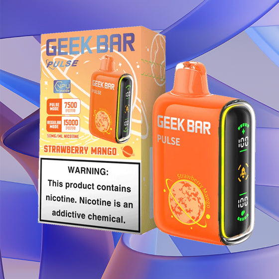 Geek Bar Pulse 15k| 5% Nicotine|Vape central wholesale|disposable|Geek Bar Pulse 15000|strawberry mango